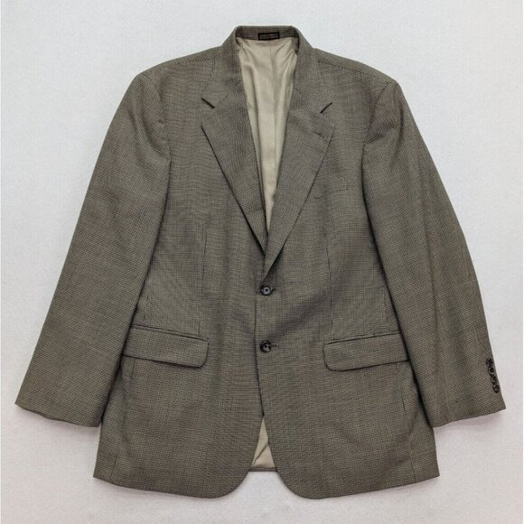 Stafford Men's Blazer Jacket Sport Coat Size 42R Beige Black Houndstooth Plaid - Picture 1 of 16
